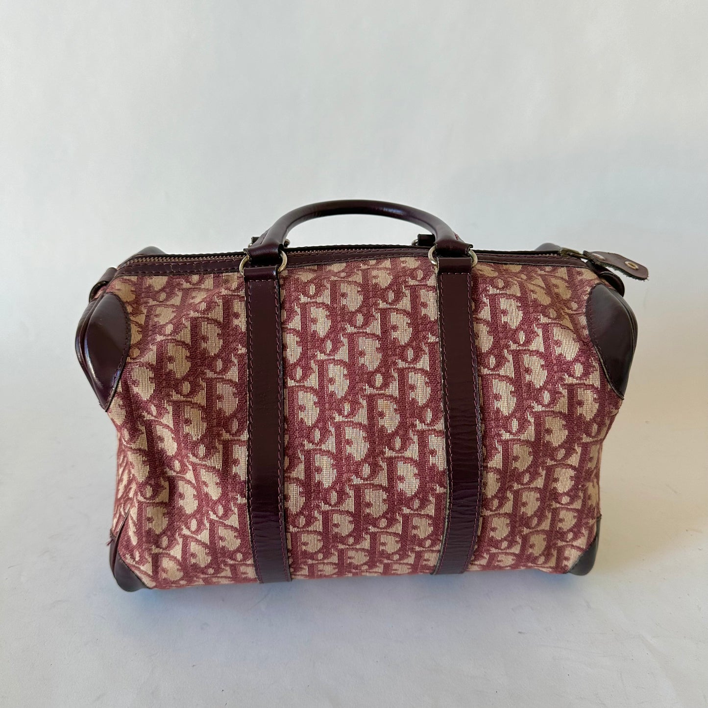 Christian Dior Maroon Red Trotter Boston Bag