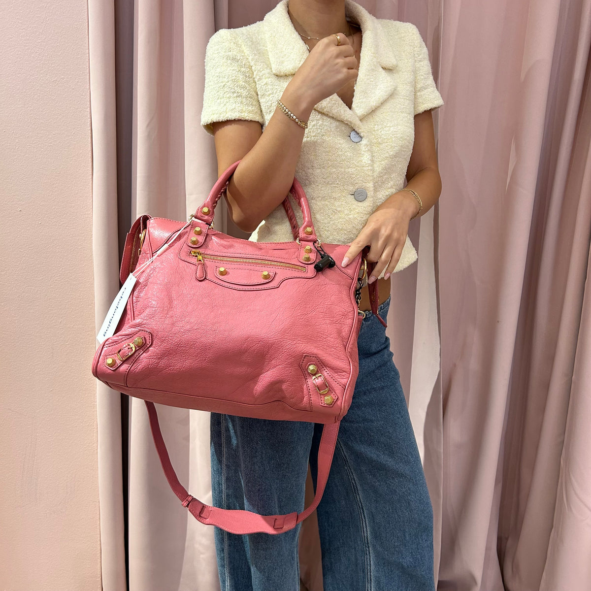 Balenciaga Pink Leather "Velo" City Bag GHW