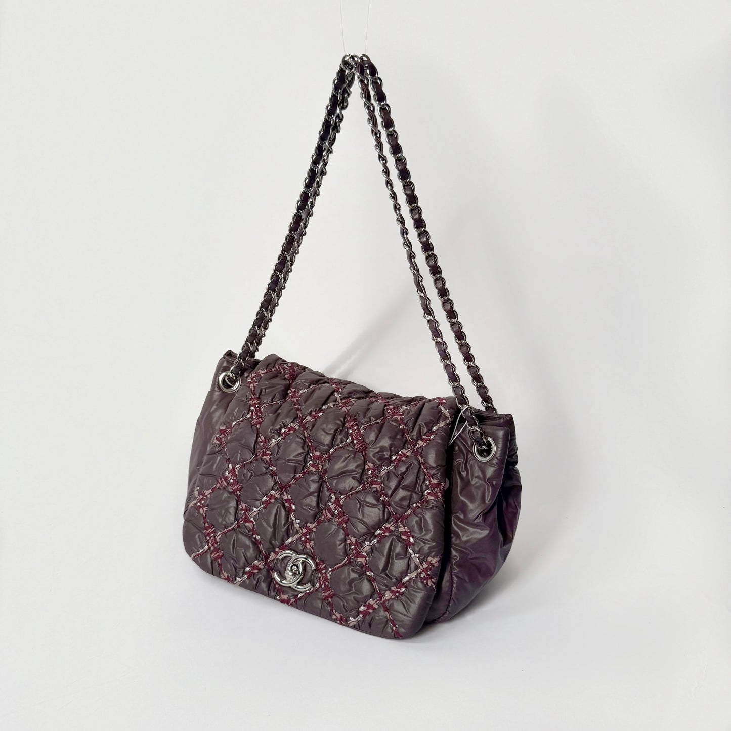 Chanel Paris-Byzance Purple Puffy Nylon Wild Stitch Flap