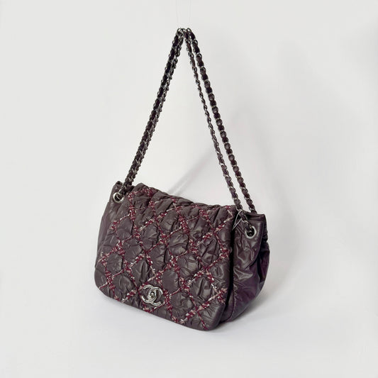 Chanel Paris-Byzance Purple Puffy Nylon Wild Stitch Flap