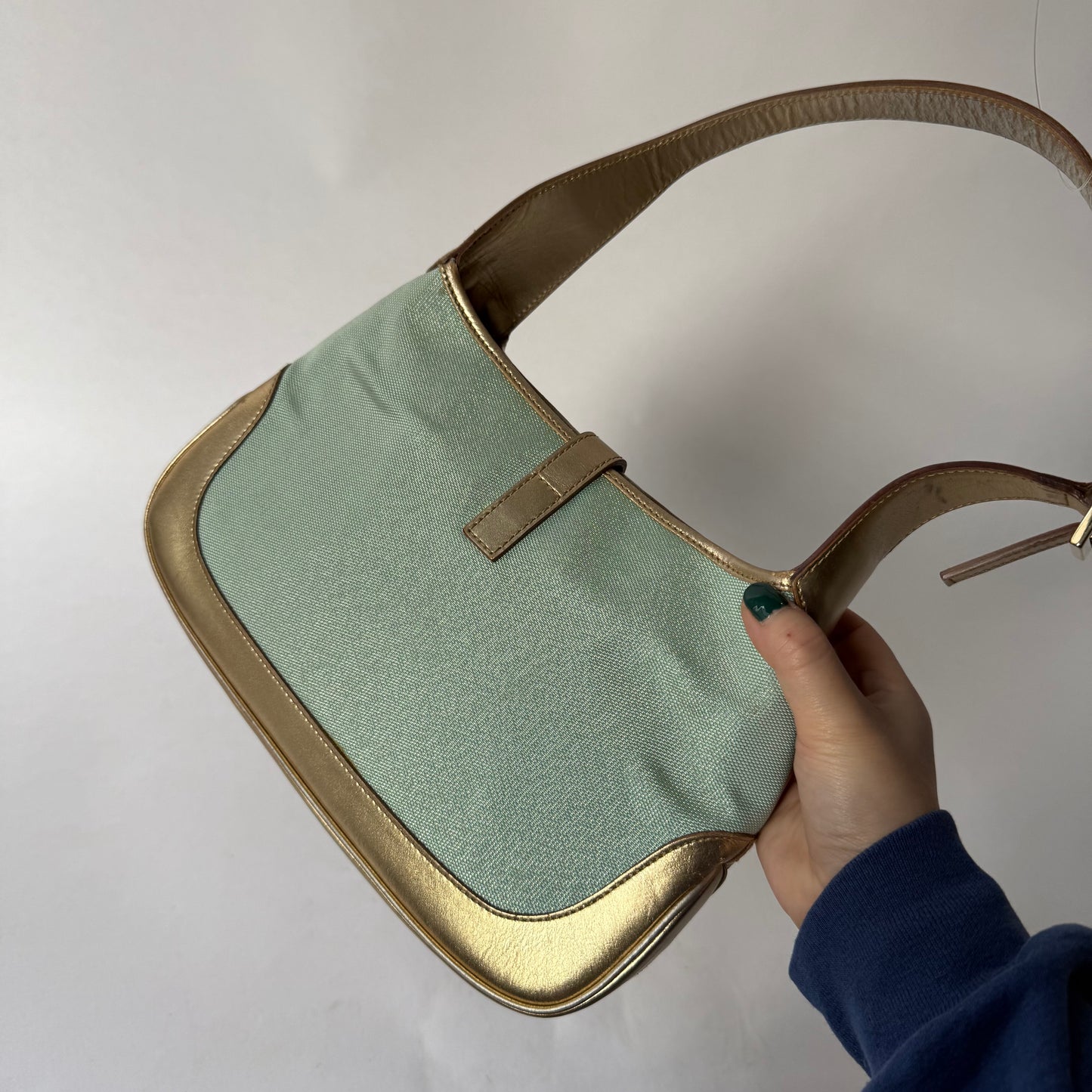 Gucci Teal & Gold Metallic Small Jackie Shoulder Bag