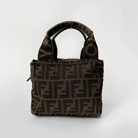 Fendi Brown Zucca Mini Top Handle Bag
