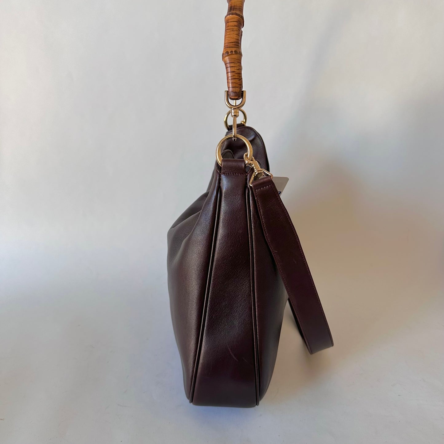 Gucci Brown Bamboo Handle Leather Tote Bag