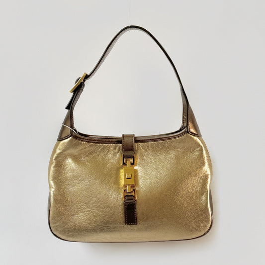 Gucci Gold Lambskin Mini Jackie Piston Lock Bag