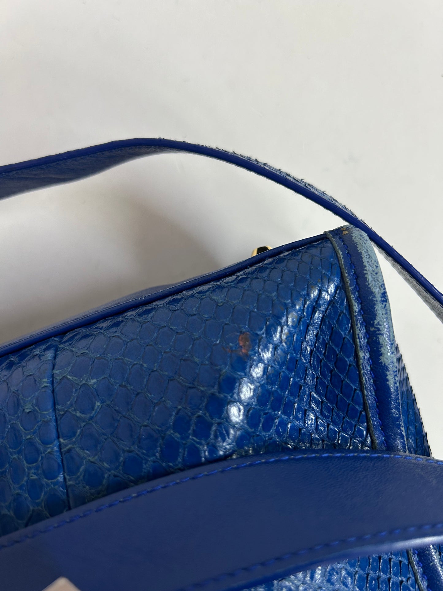 Balenciaga Blue Snakeskin Leather Small City Bag GHW