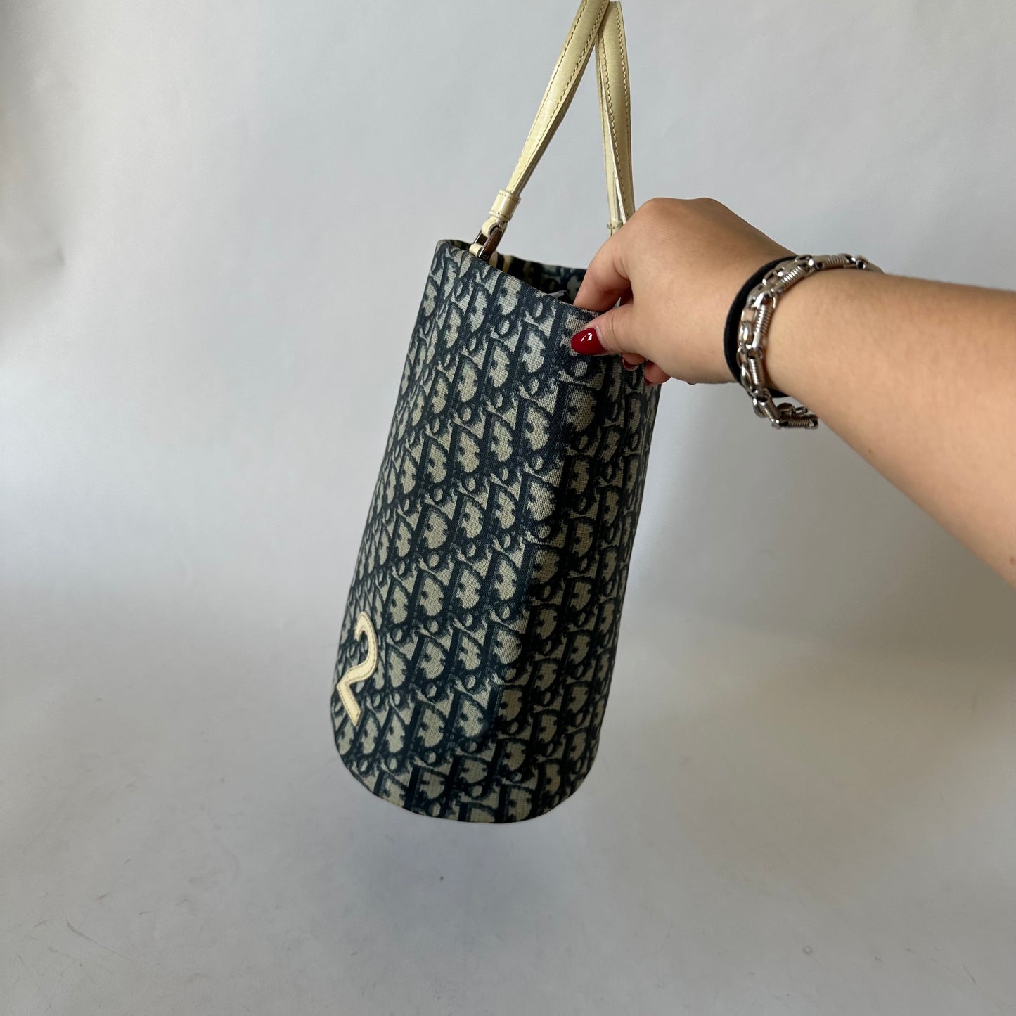 Christian Dior Navy Trotter Coated Canvas Bucket Bag