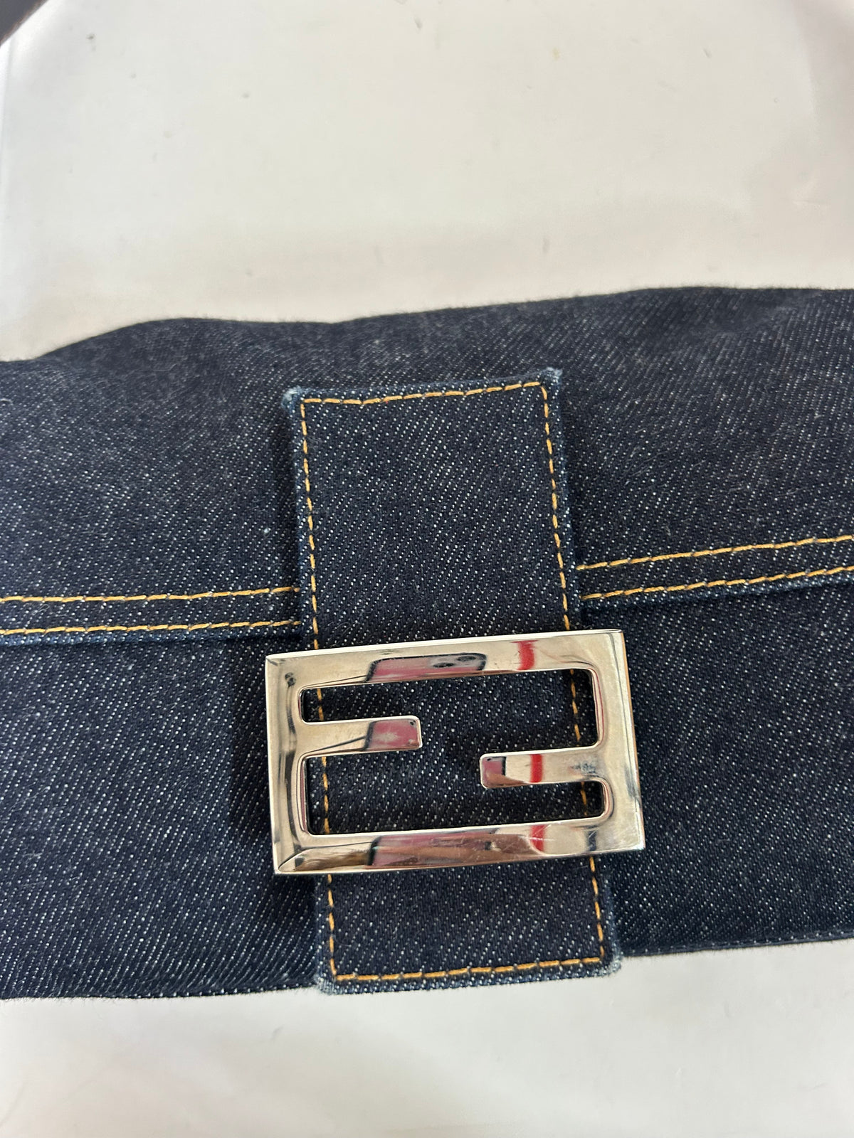 Fendi Denim Baguette Shoulder Bag SHW