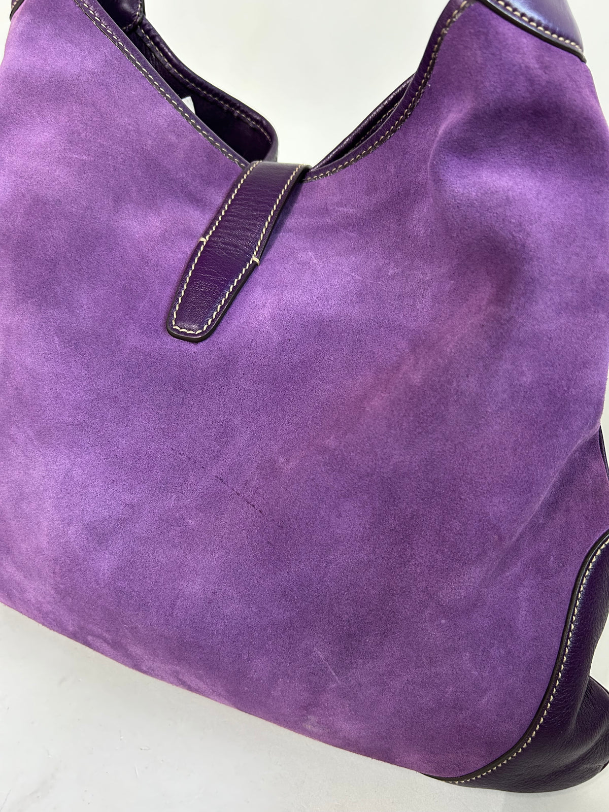 Gucci Purple Suede Jumbo Studded Jackie Shoulder Bag