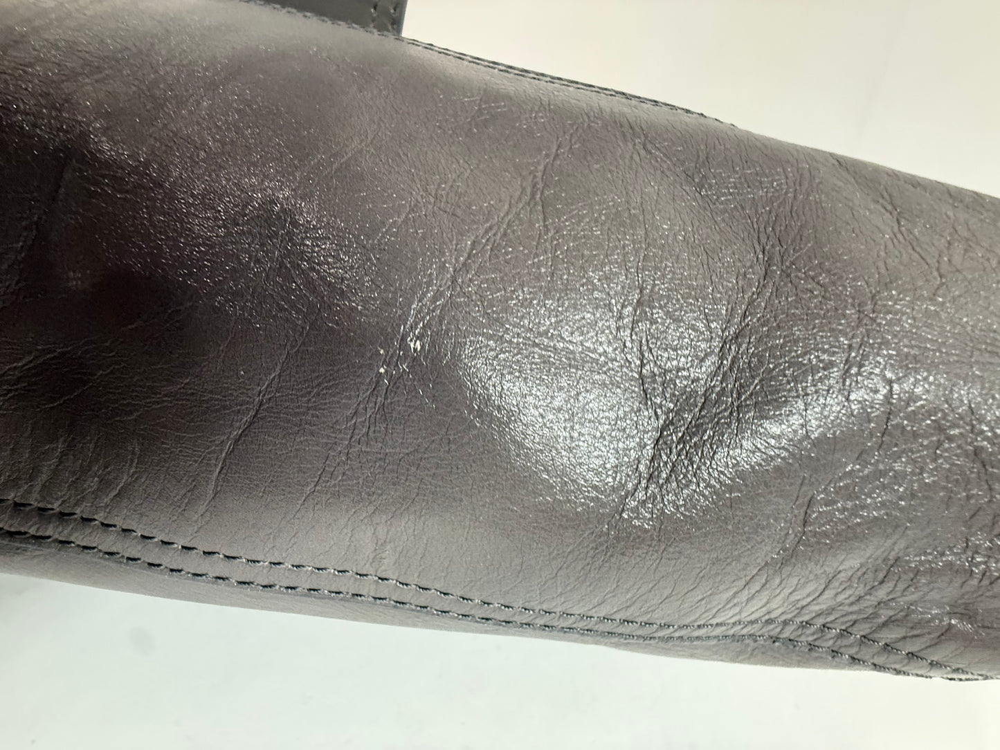 Fendi Grey Leather Maxi Baguette Flap Shoulder Bag