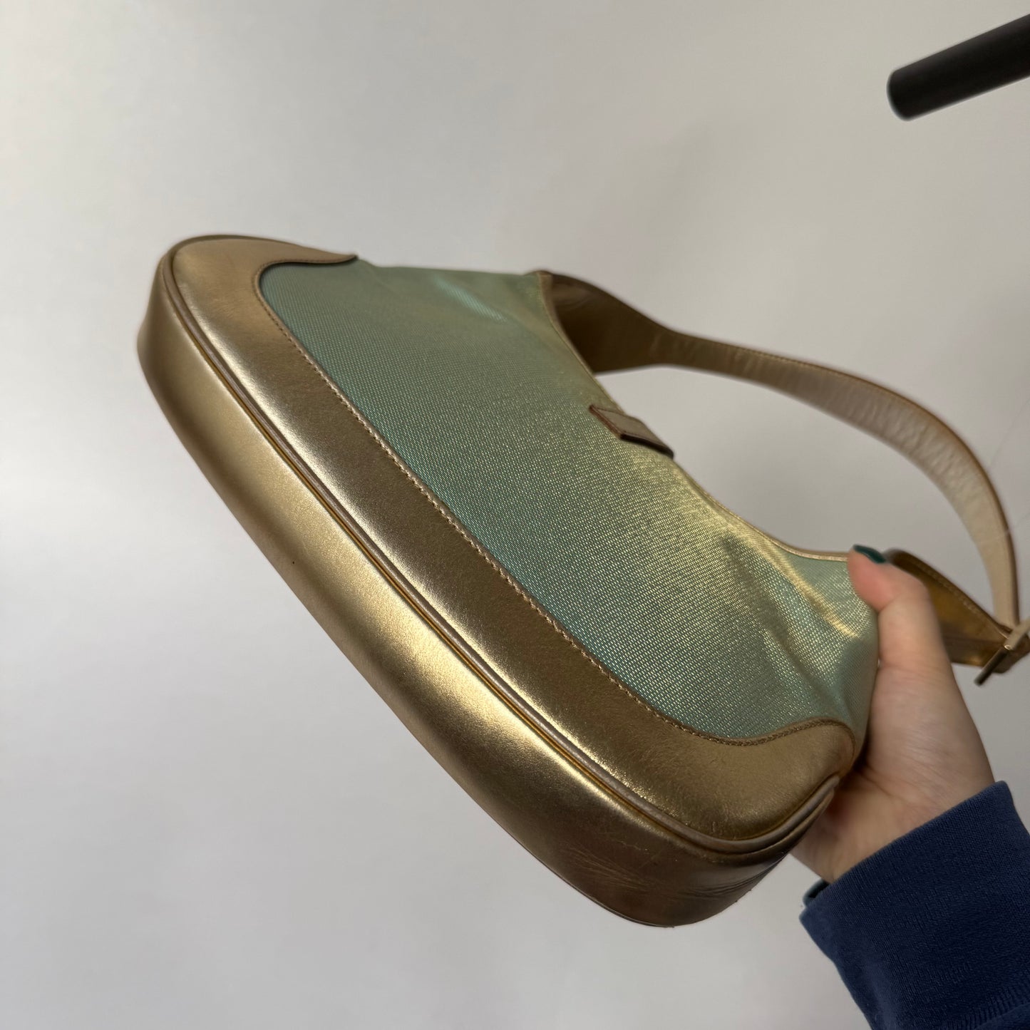Gucci Teal & Gold Metallic Small Jackie Shoulder Bag