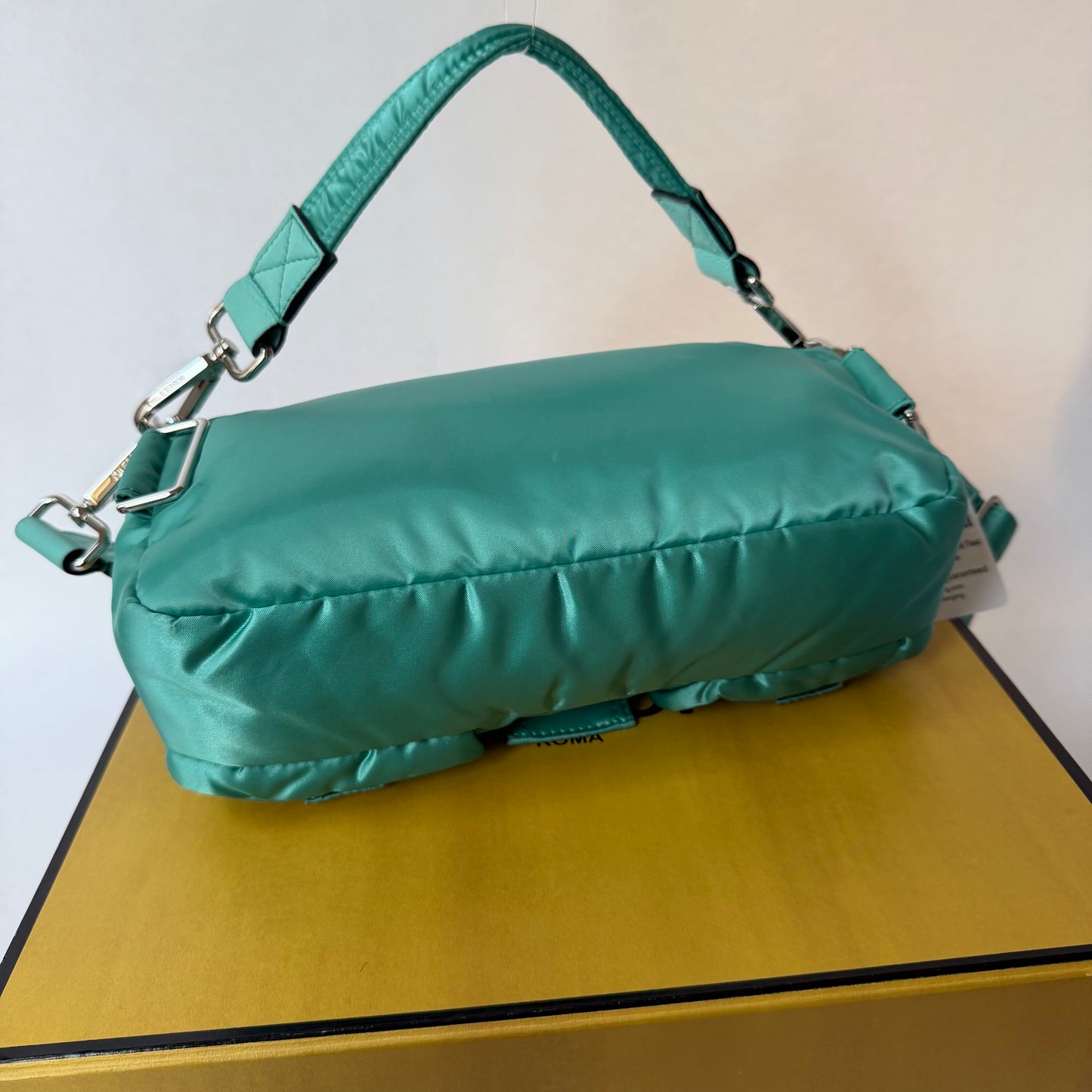 Fendi AW22 Multi Pocket Teal Nylon Baguette