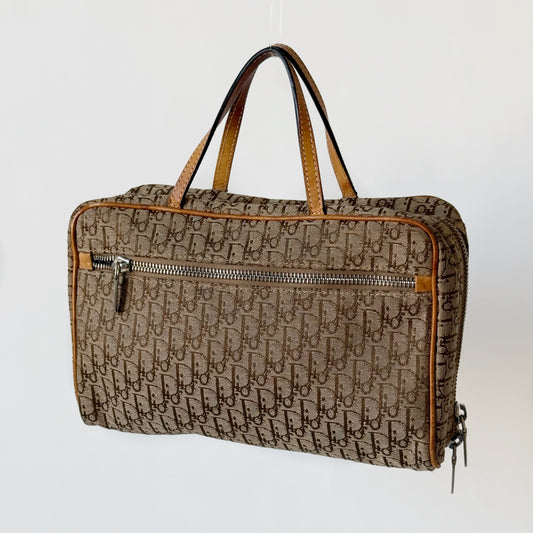 Christian Dior Brown Oblique Vanity Style Top Handle Bag