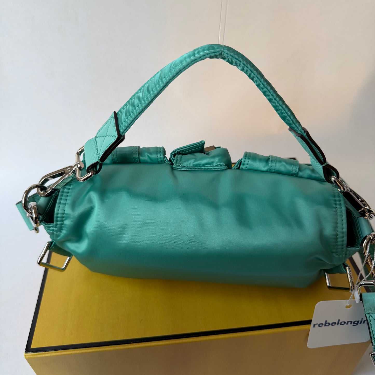 Fendi AW22 Multi Pocket Teal Nylon Baguette