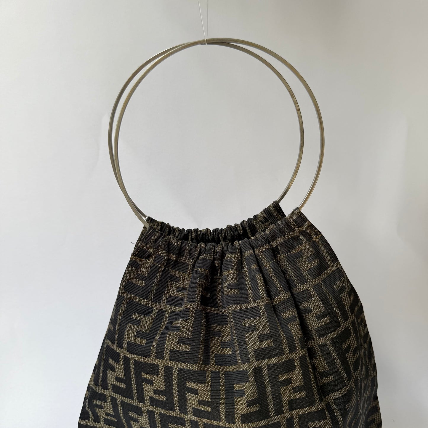 Fendi Brown Zucca Canvas Tote w/ Circle Handle