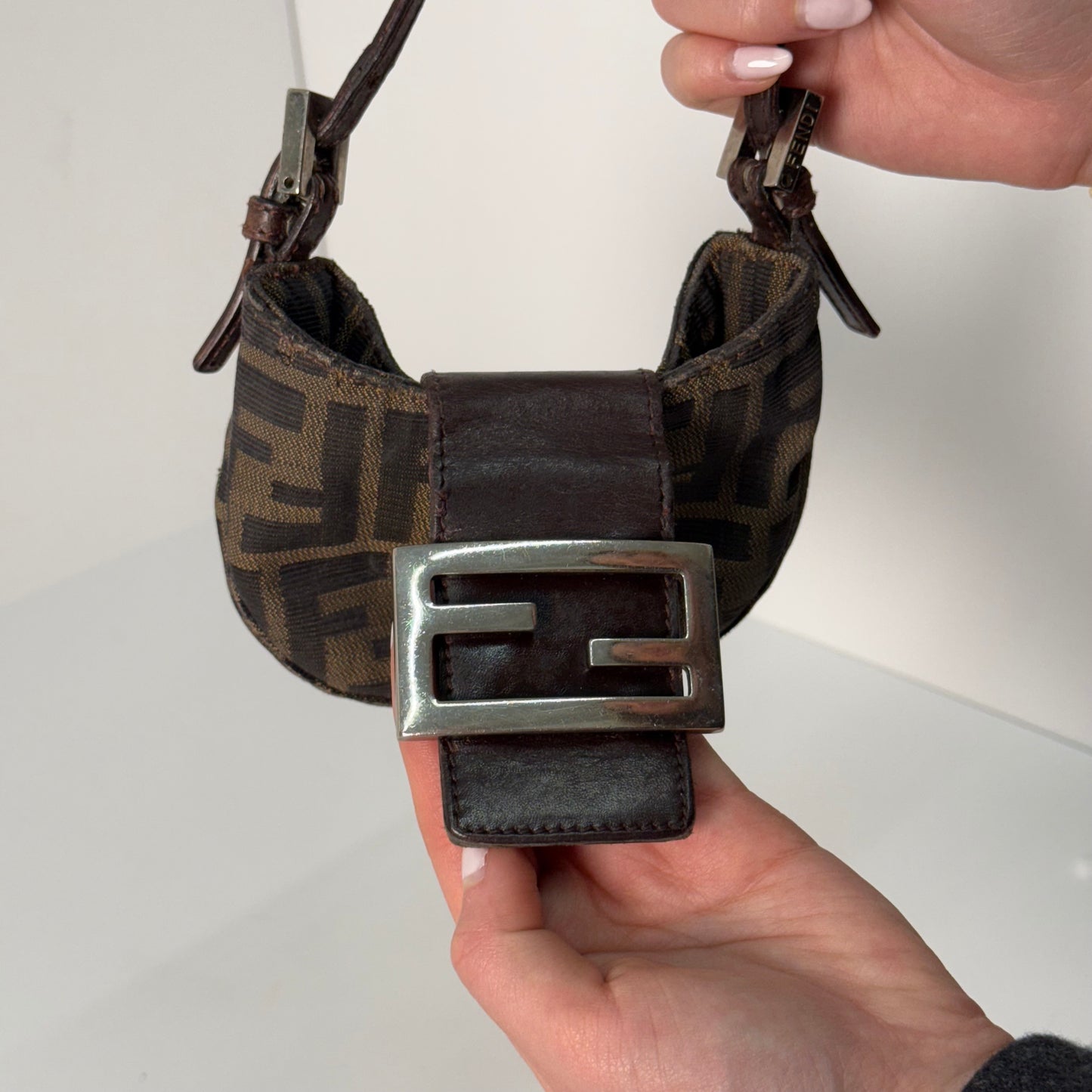 Fendi Brown Zucca Mini Croissant