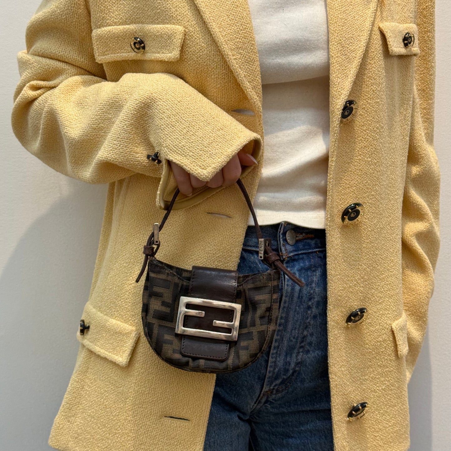 Fendi Brown Zucca Mini Croissant