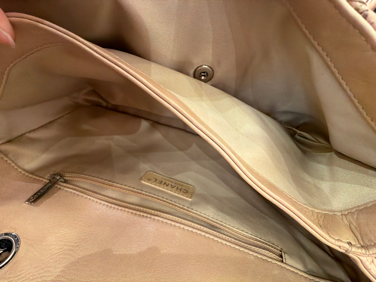 Chanel Beige Snakeskin Ultra Stitch Quilted Flap SHW