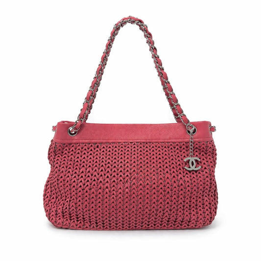 Chanel 2005 Pink Braided Leather Chain Strap Tote Bag