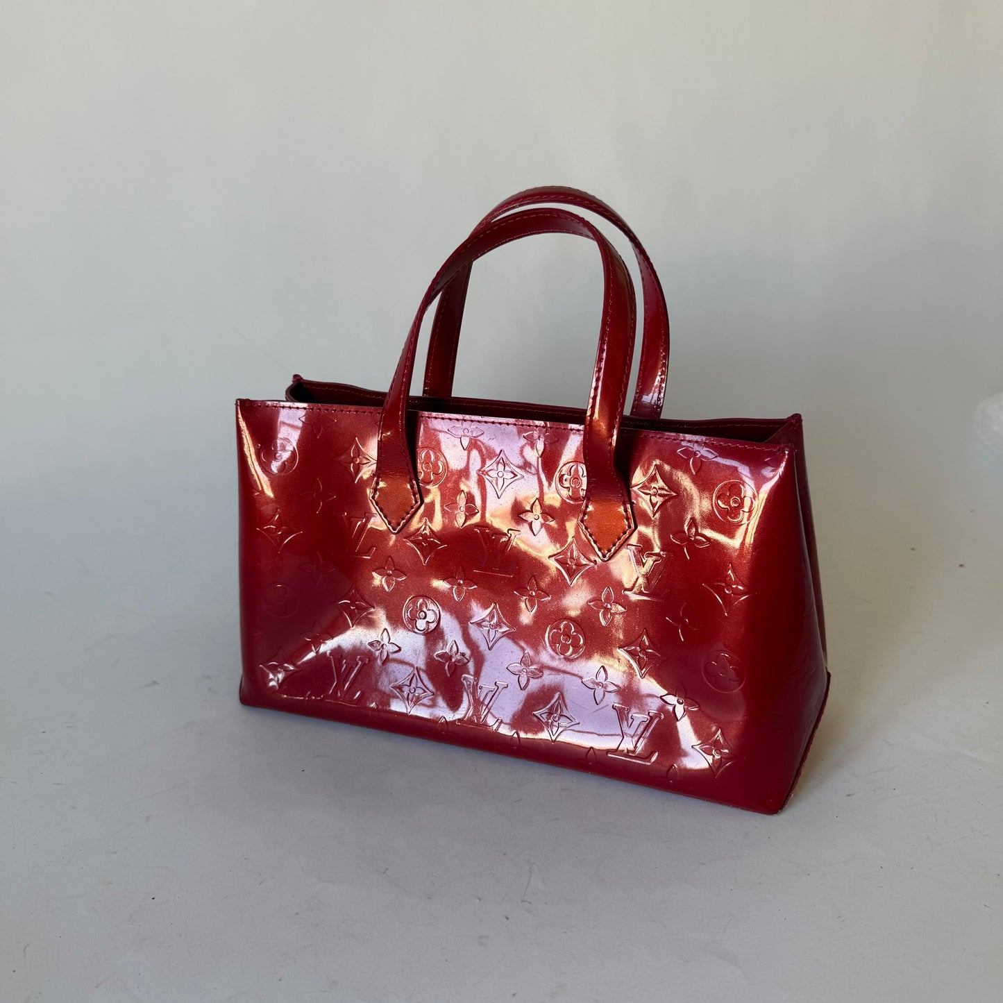 Louis Vuitton Red Vernis Patent Leather Monogram Wilshire PM Tote Bag