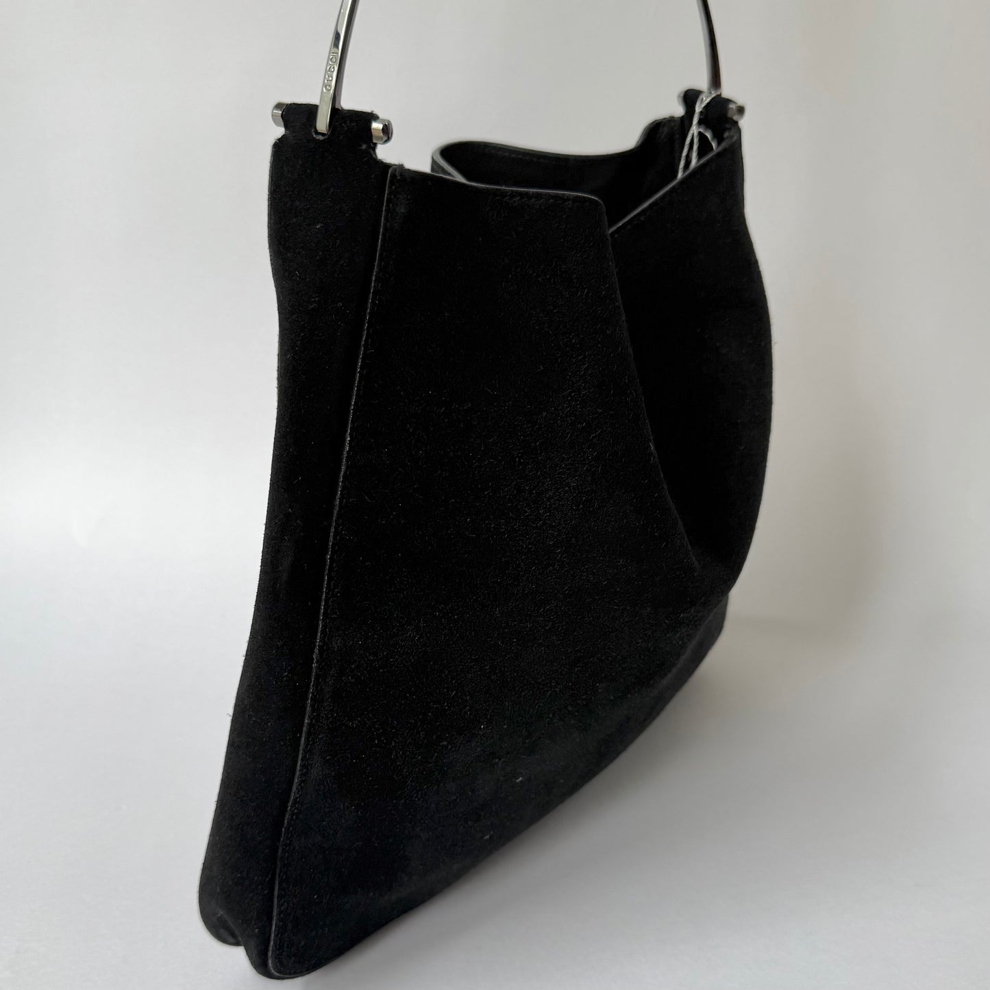 Gucci Black Suede Horsebit Shoulder Bag w/ Pouch