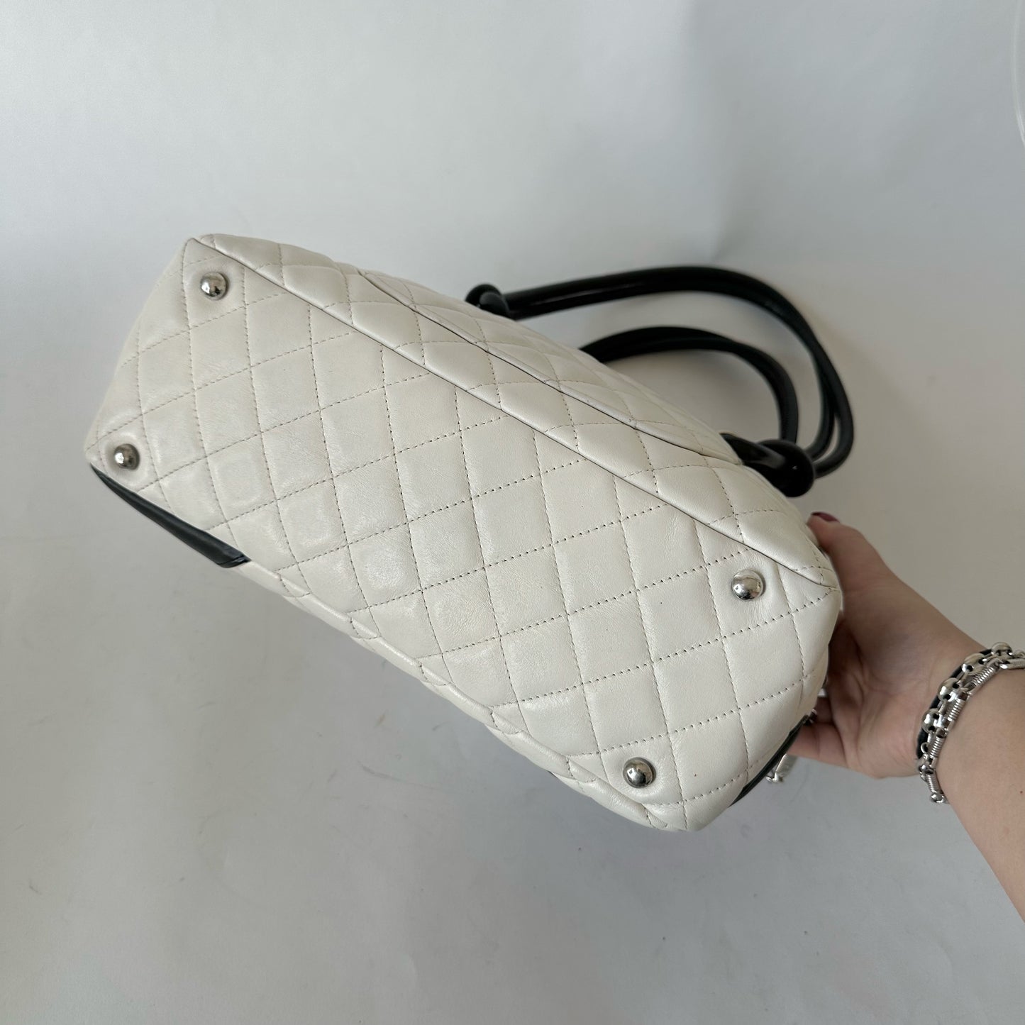 Chanel White Quilted Cambon Bowler Shoulder Bag