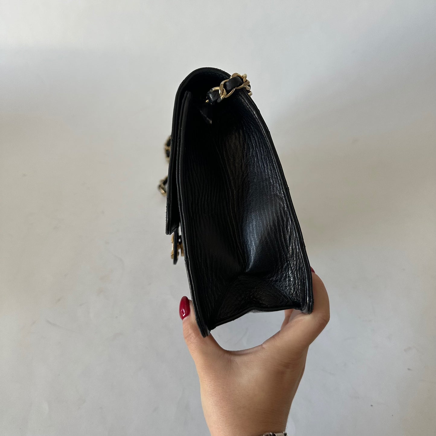 Chanel Black 90’s Half Flap Quilted Lambskin Shoulder Bag