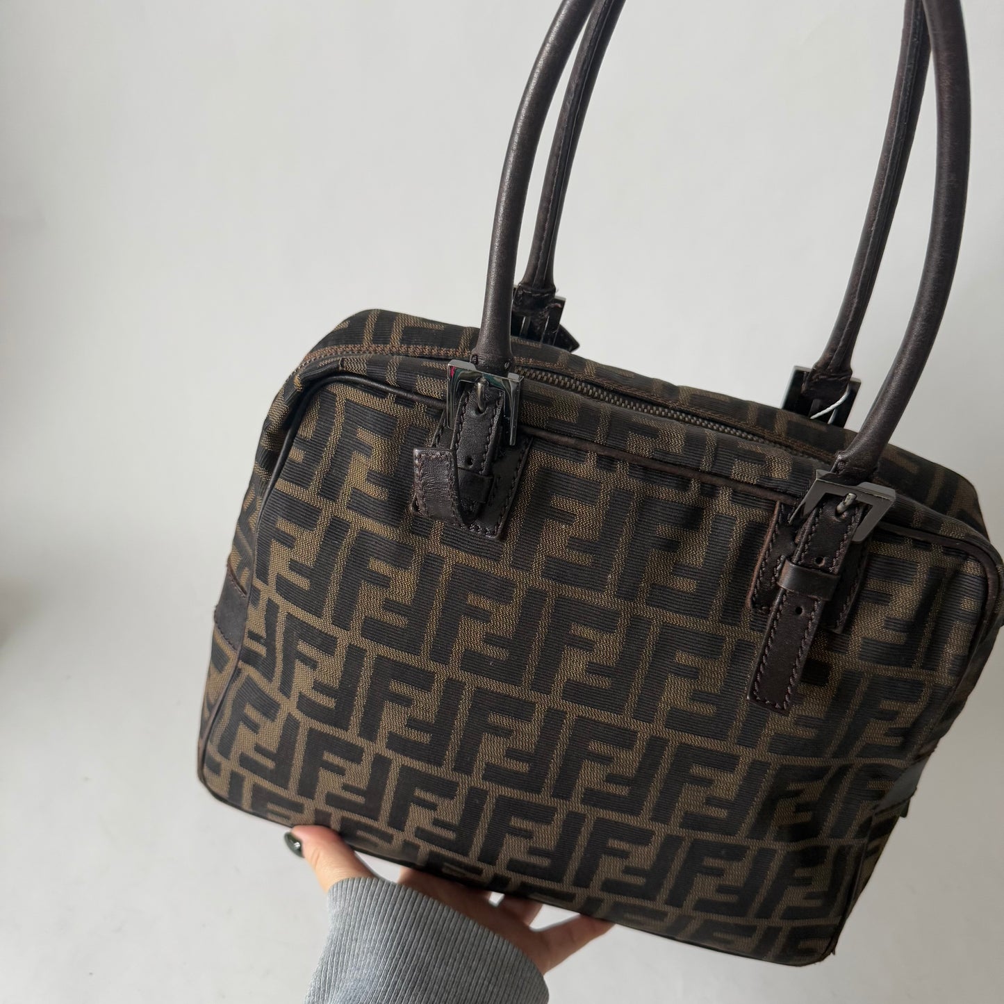 Fendi Brown Zucca Square Shoulder Bag