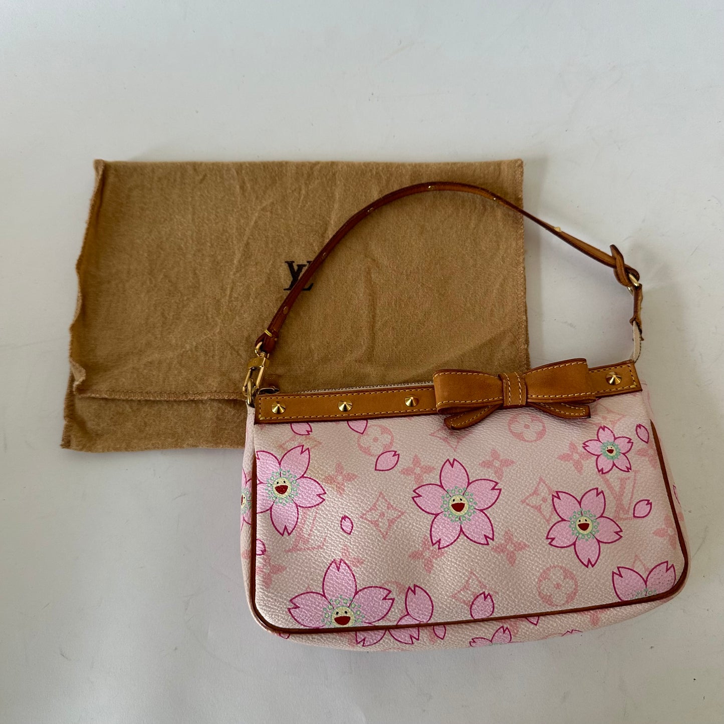 Louis Vuitton Pink Murakami Cherry Blossom Floral Pochette Accessories