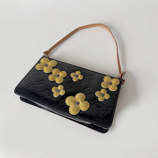Louis Vuitton Black Vernis Lexington Fleurs Pochette