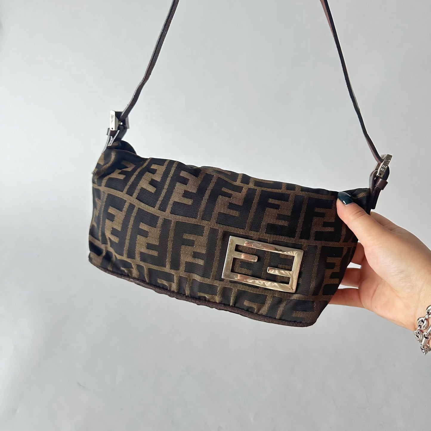 Fendi Brown Zucca Monogram Small Shoulder Bag
