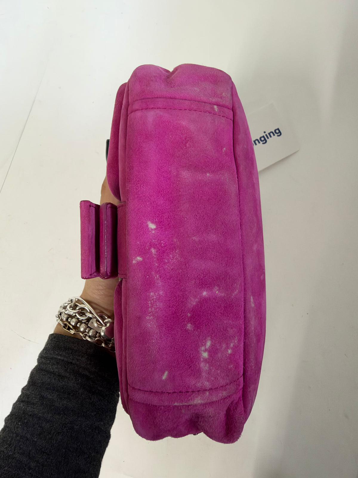 Prada Pink Suede Chain Shoulder Bag