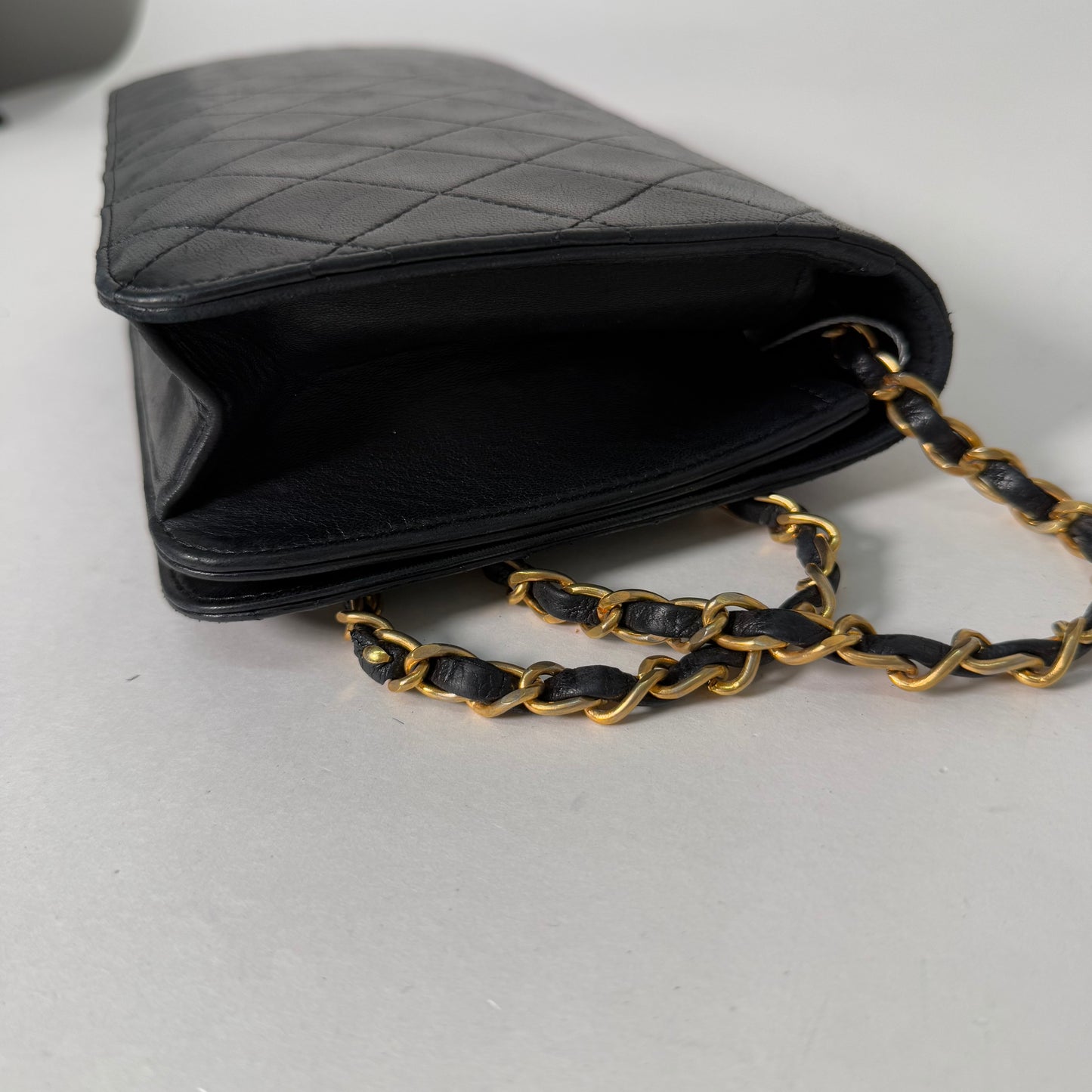 Chanel Vintage Black Lambskin Quilted Square Full Flap 24K GPHW
