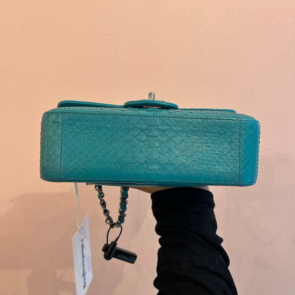 Chanel Turquoise Python Leather Mini Flap Bag