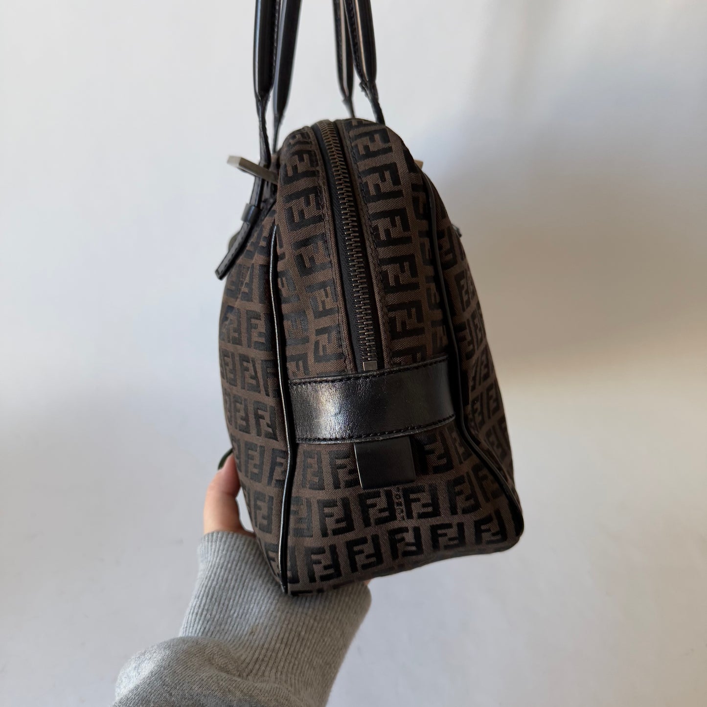 Fendi Brown Zucchino Square Shoulder Bag