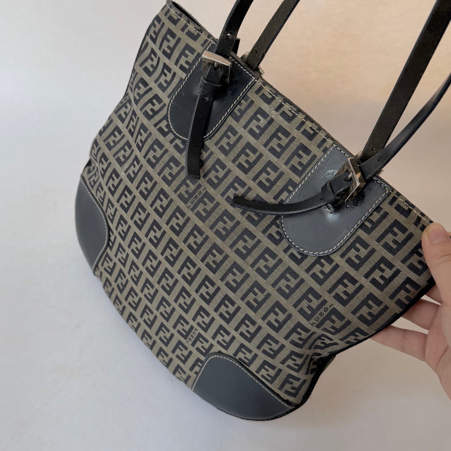 Fendi Navy Zucchino Monogram Canvas Tote Bag
