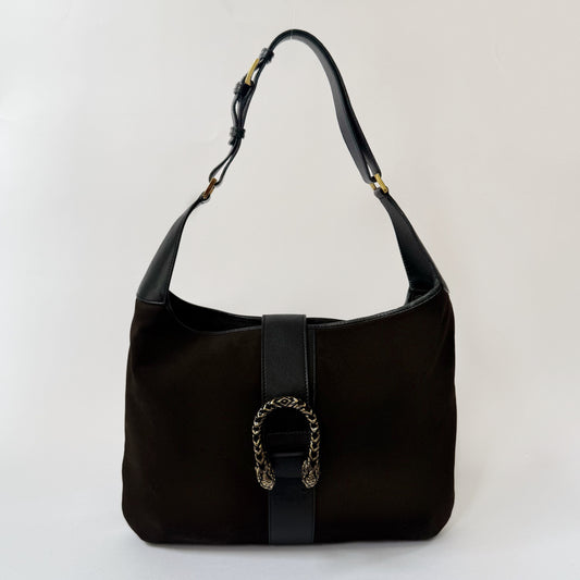 Gucci Dark Brown Suede Dionysus Jackie Shoulder Bag