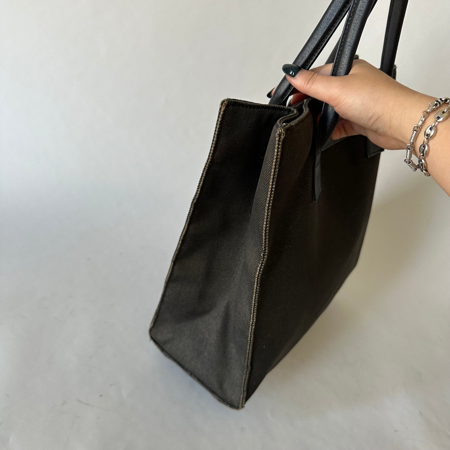 Gucci Black Denim Work Shoulder Tote Bag