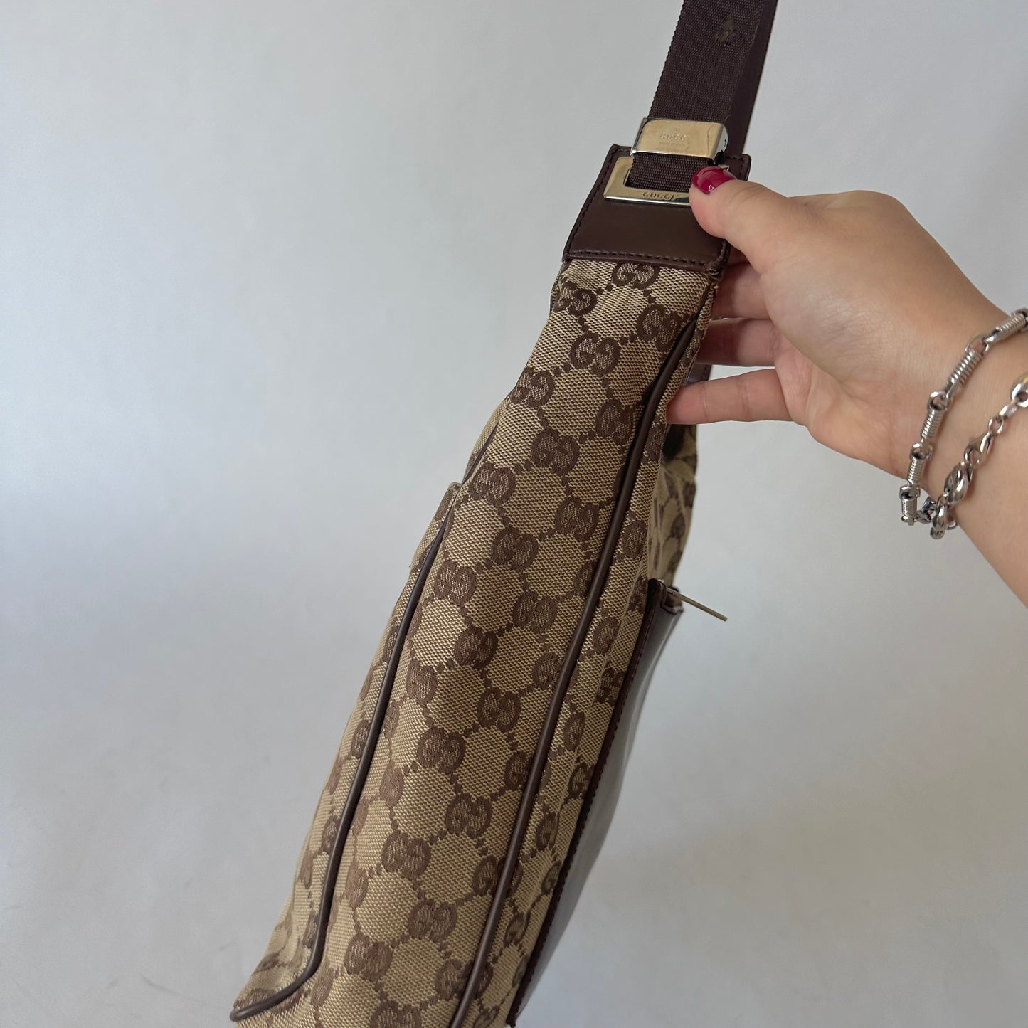 Gucci Brown Monogram Canvas Vertical Shoulder Tote Bag