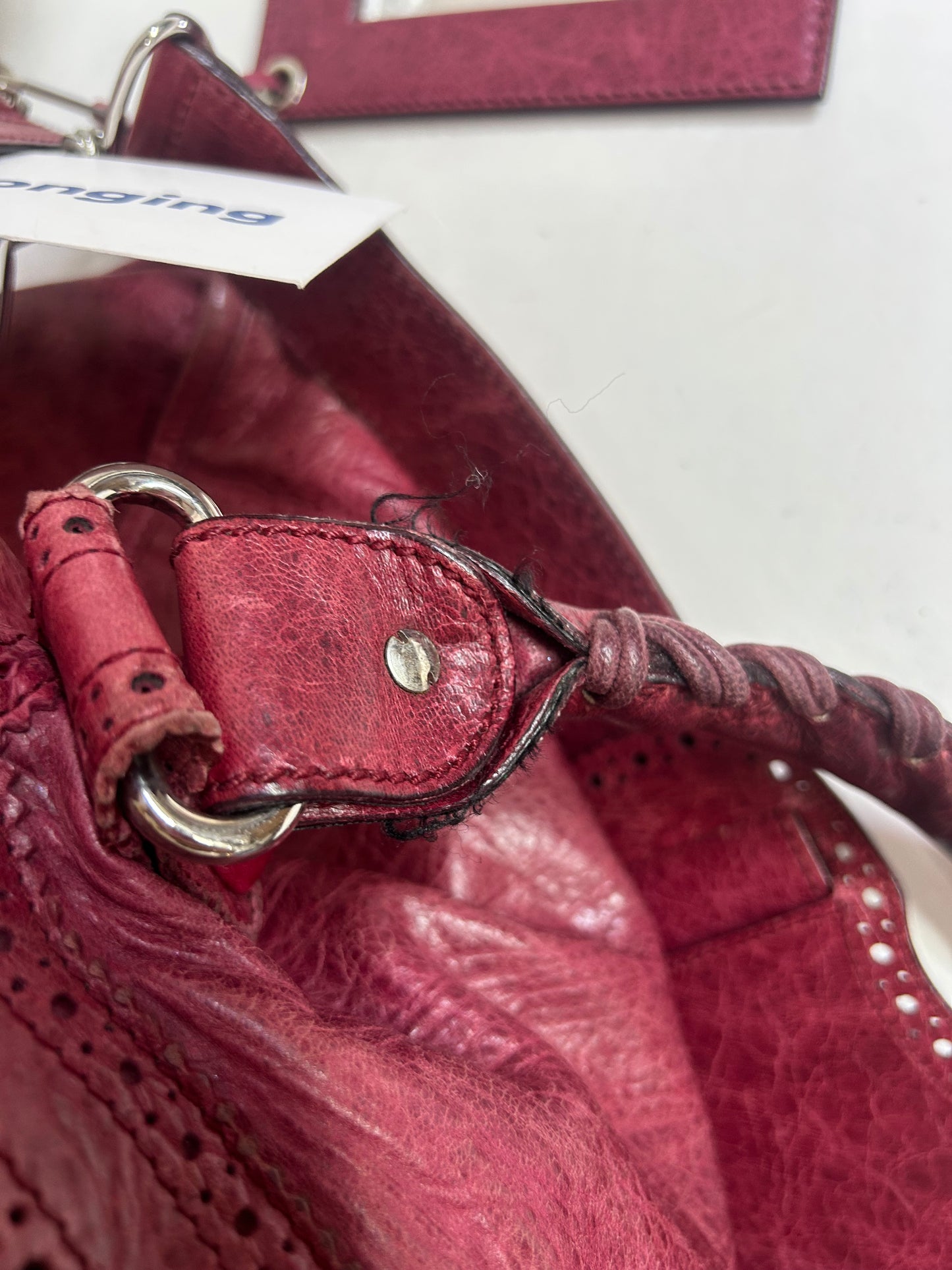 Balenciaga Red Leather Brogues Giant City Bag
