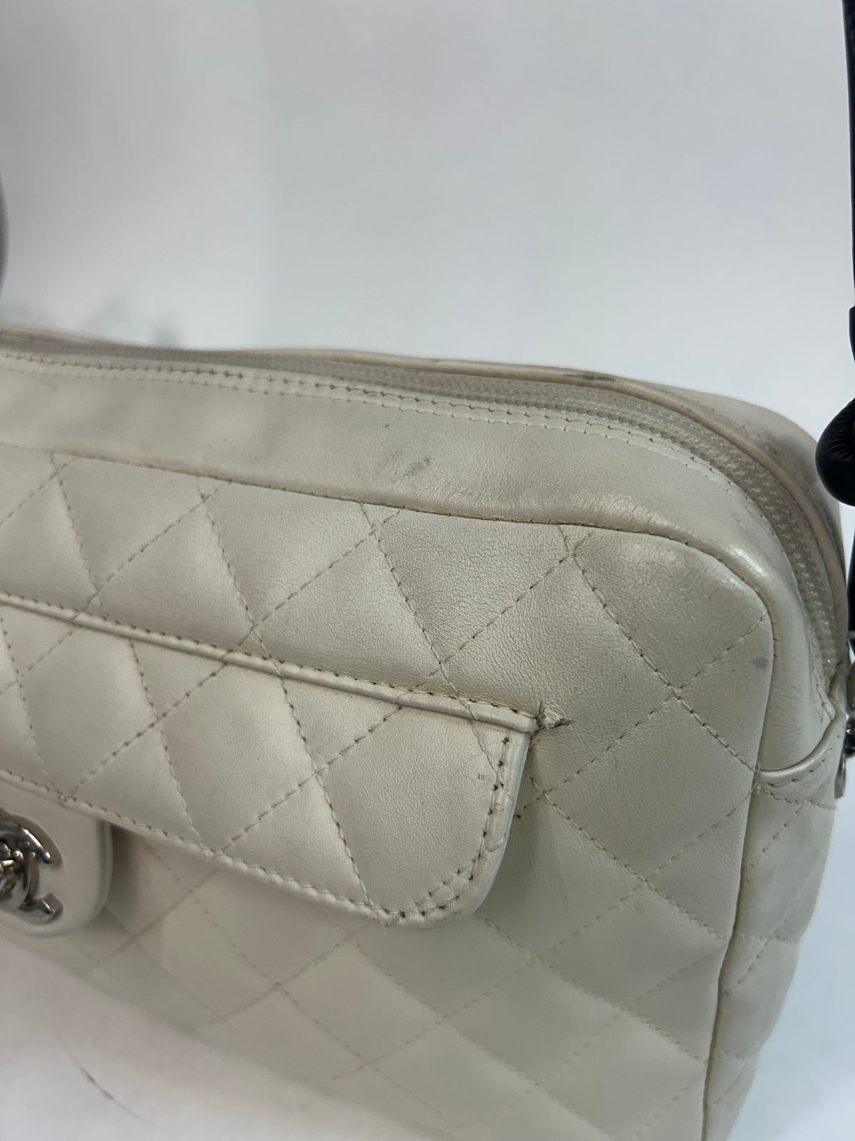 Chanel White Cambon Snakeskin Crossbody Bag