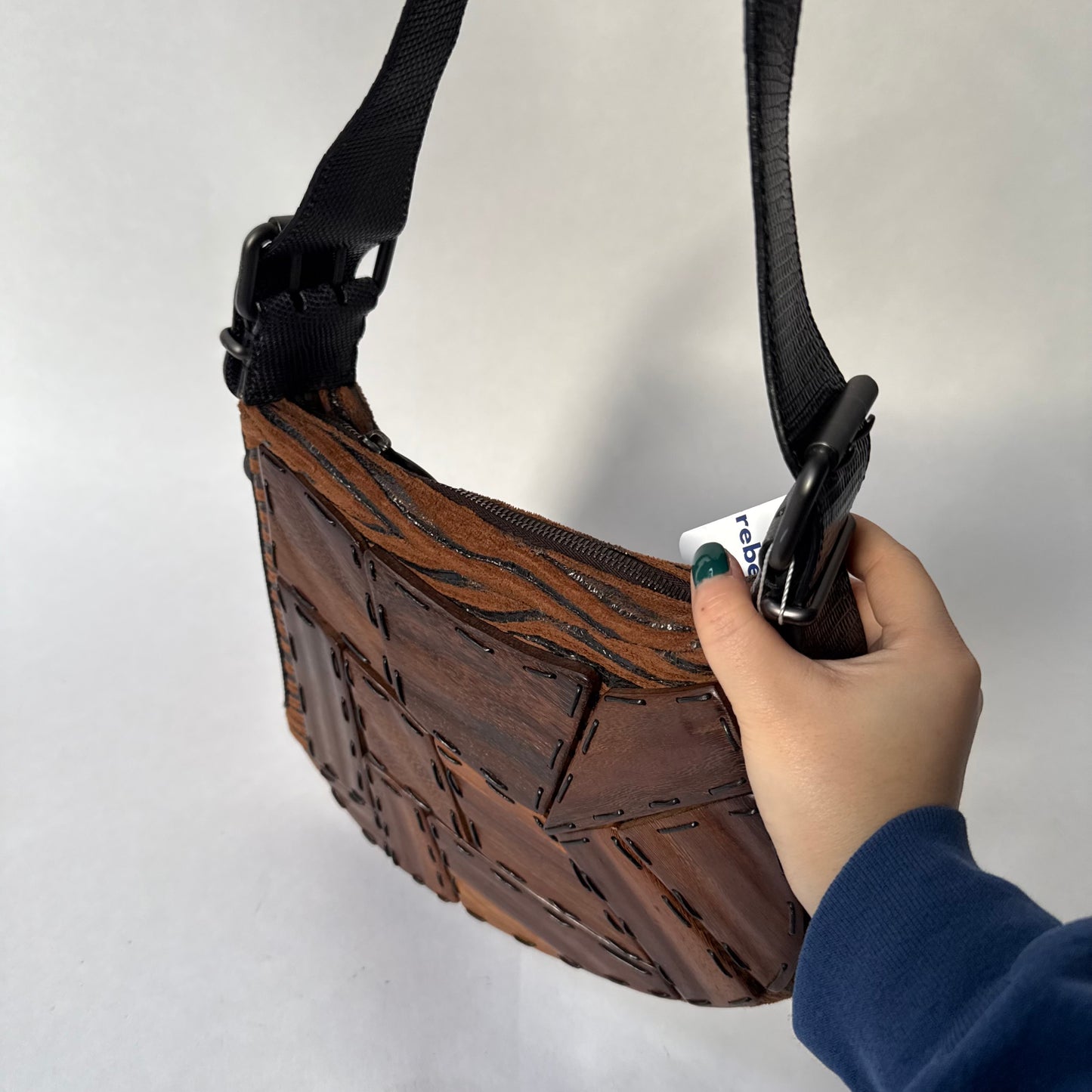 RARE Fendi Brown Multicolored Wood Paneled Oyster Bag