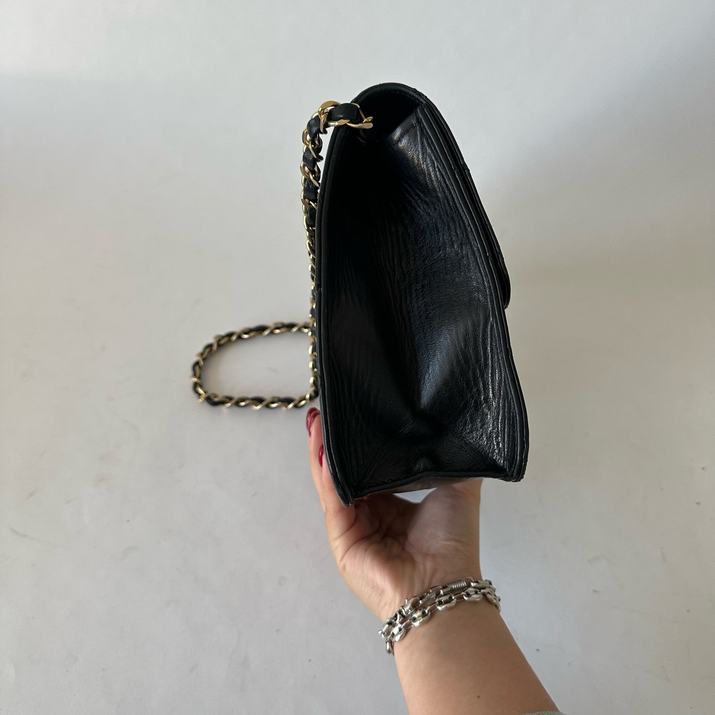 Chanel Black 90’s Half Flap Quilted Lambskin Shoulder Bag