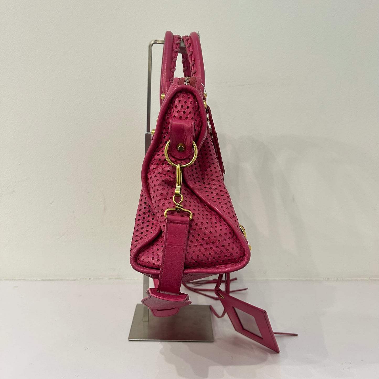Balenciaga Pink Perforated Classic City Bag