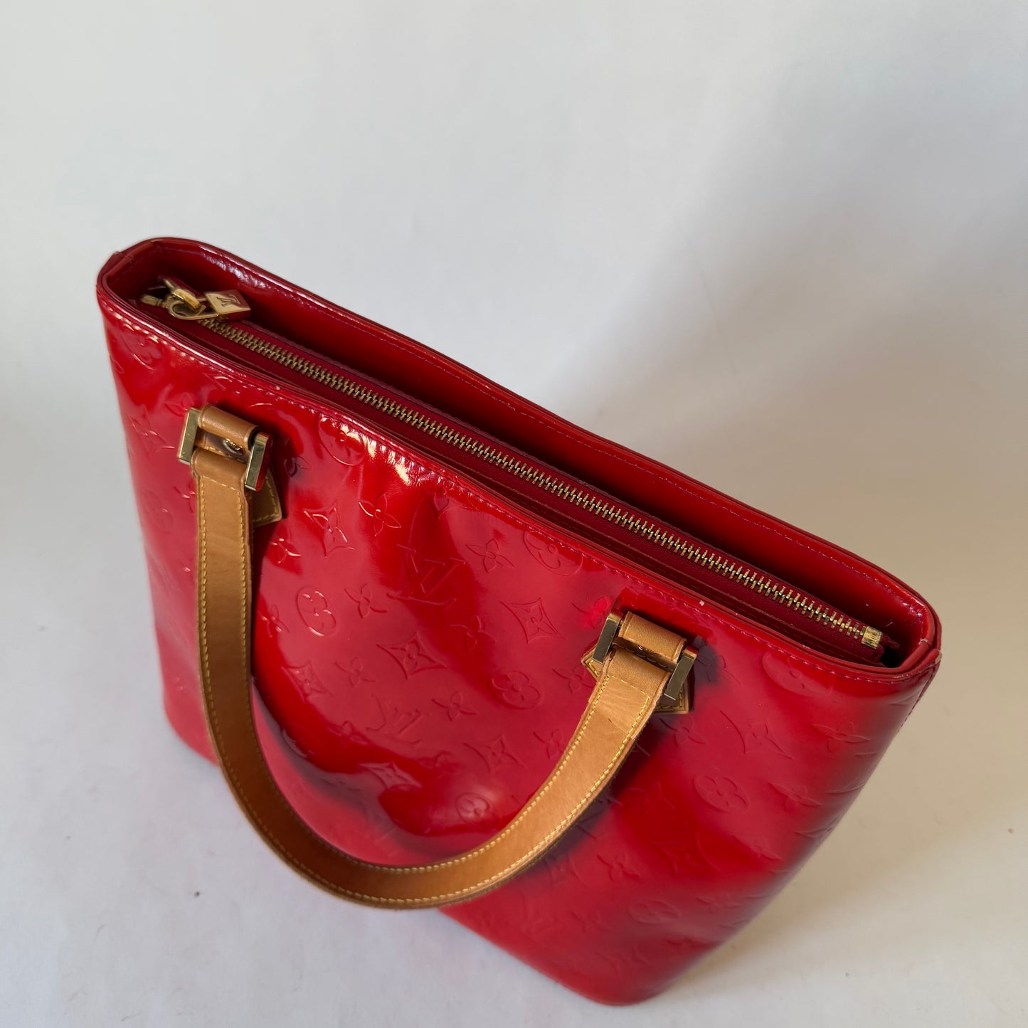 Louis Vuitton Red Vernis Houston Shoulder Bag
