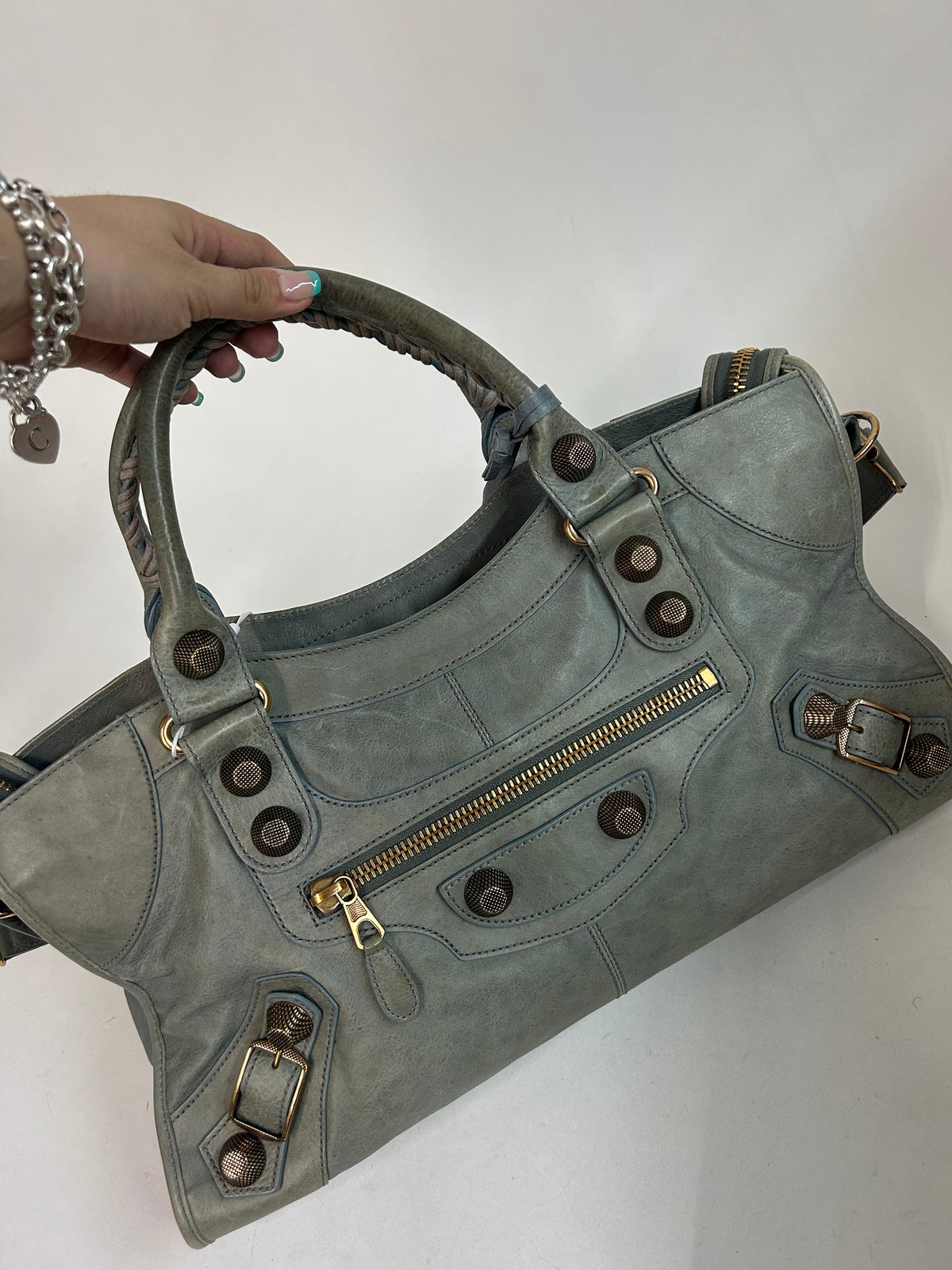 Balenciaga Light Blue Leather "Part-Time" w/ Giant GHW