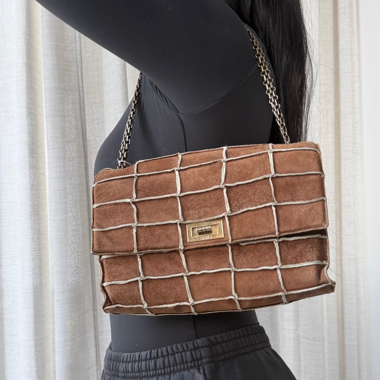 Chanel Brown 2.55 Suede Chocolate Bar Flap
