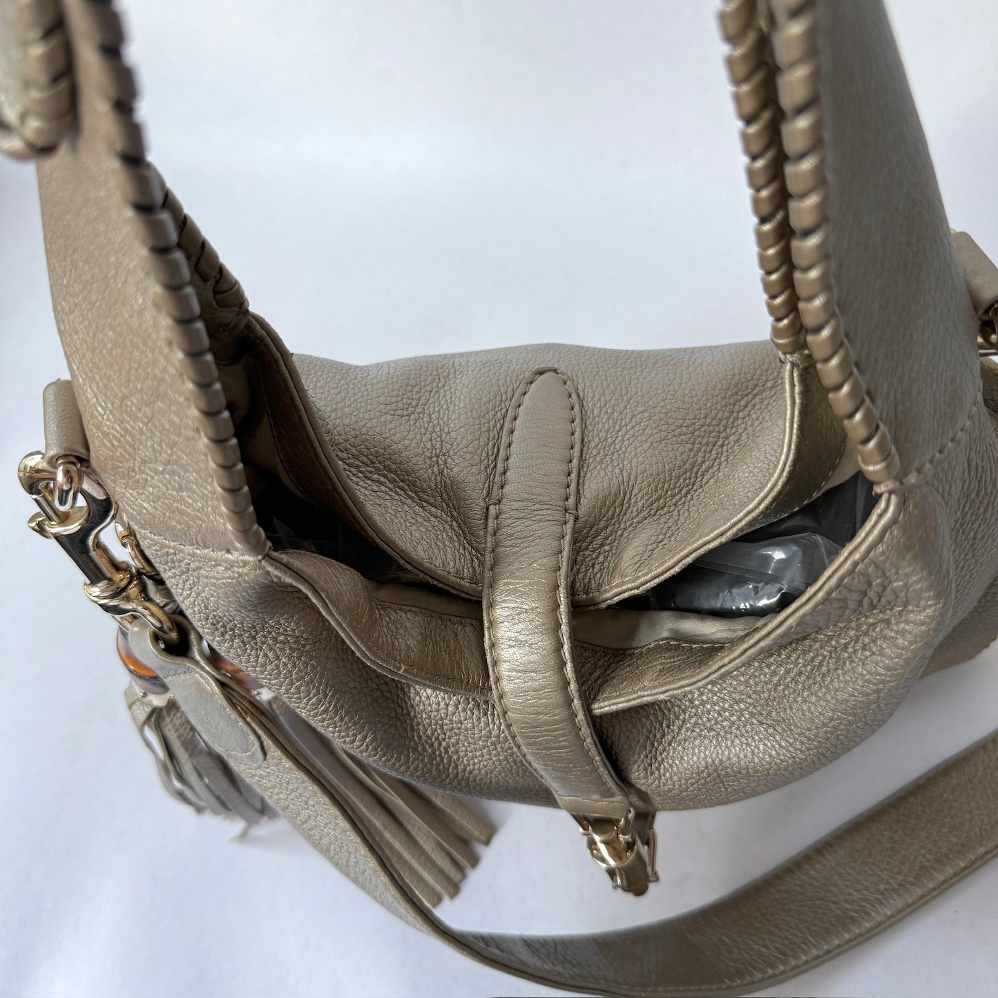 Gucci Gold Metallic Leather Slouchy Jackie Shoulder Bag