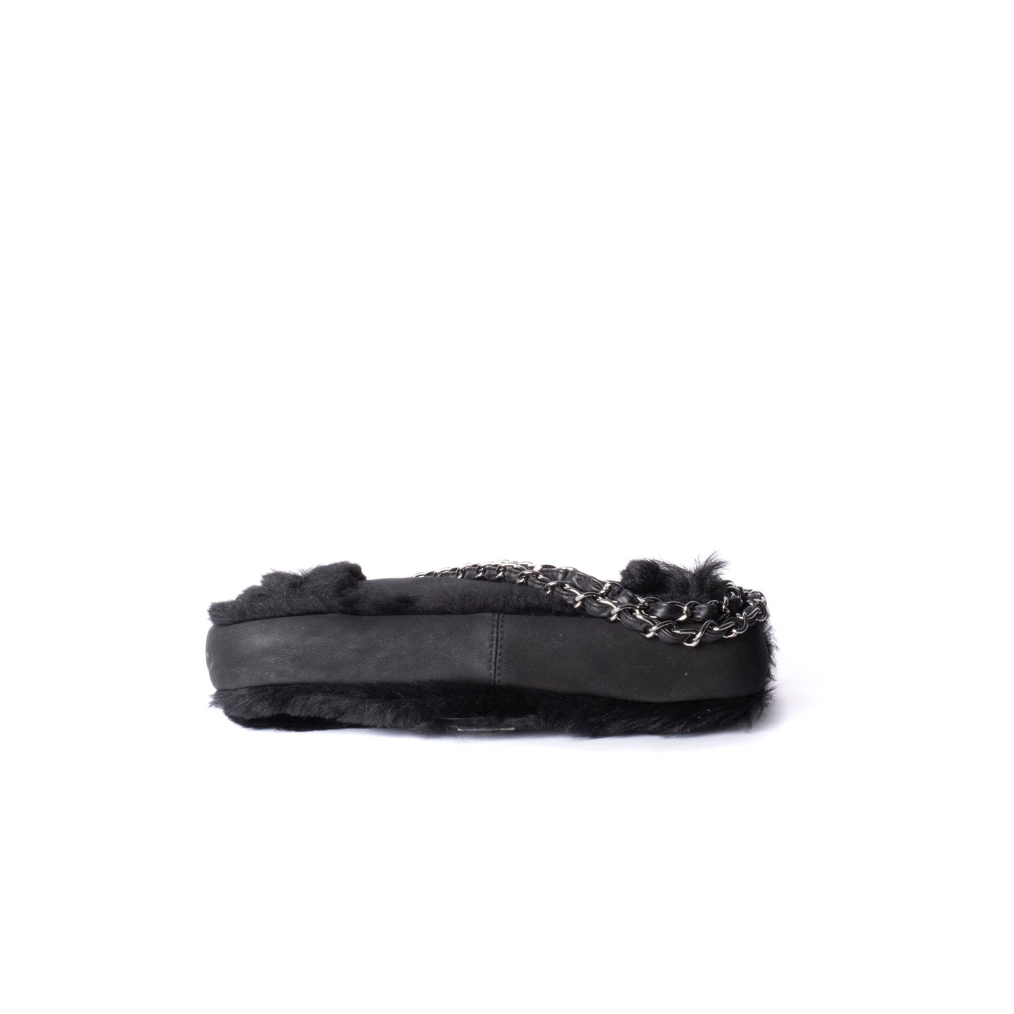 Chanel Black Suede & Fur Vertical Flap