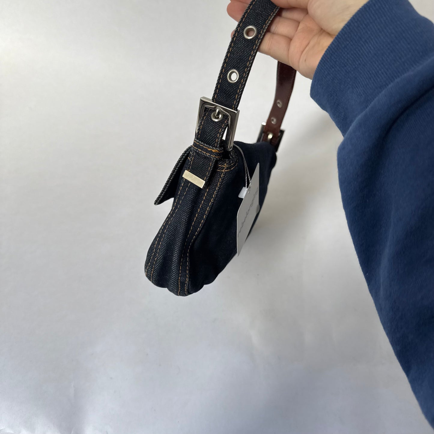 Fendi Denim Classic Baguette Shoulder Bag