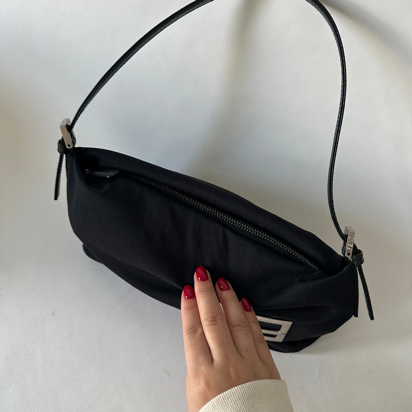 Fendi Black Neoprene Small Shoulder Bag